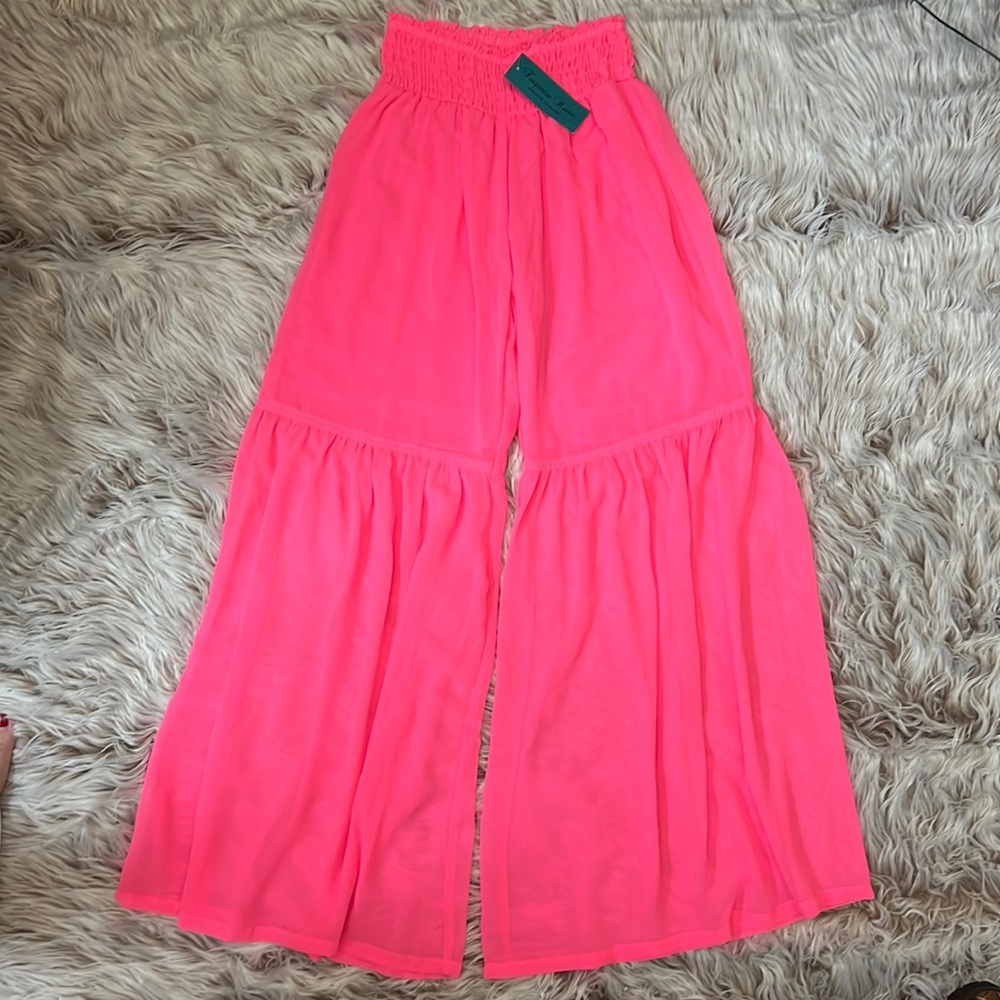 NEW Turquoise Haven Neon HOT pink palooza flare pants